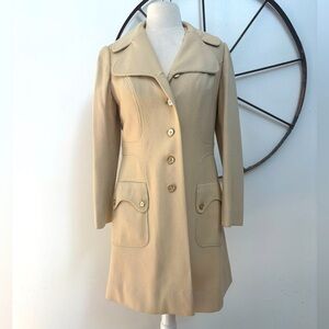 Vintage 1970s wool Junior Gallery tan fitted pea coat S